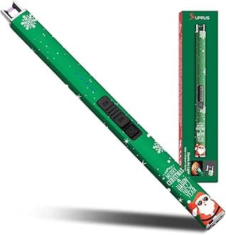 SUPRUS Electric Lighter Arc Windproof Flameless USB Rechargeable Lighter with Safety Lock for Candle BBQ Camping (Christmas Green)