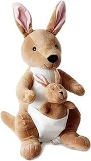 HUG 'n' FEEL SOFT TOYS Kangaroo Soft Toys, Baby Toys, Kids Toy, Toy for Girl, Birthday Gift for Girl/Boys,Kids Toys for Boys/Girl, Miniso Soft Toys, Toys Gift Items, (30cm Kangaroo with Baby)