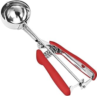 Ice Cream Scoop, 18/8 Stainless Steel Cookie Scoop,5.3Tbsp/80ml/2.7oz Cookie Dough Scoop, Ice Cream Scooper with Trigger Release (Red)