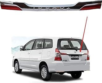AUTO Vortex Old Innova Back Dicky Tail Rear Number Plate Chrome Garnish/Moulding Strip with Reflector Light for INNOVA Type -4 Model [2012-2016]