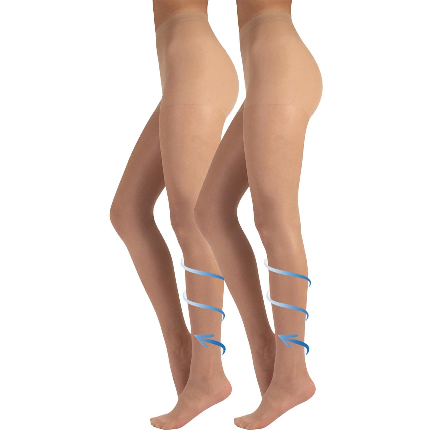 Pack 2 Pairs 40 Den Support Tights | Medium Compression Support Pantyhose | S M L | Black, Natural | Italian Hosiery |