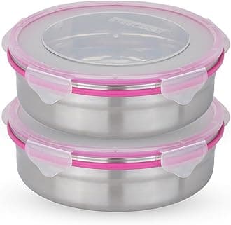 STEELLOCK Stainless Steel Airtight Container with Lid | Leakproof, BPA-Free, Durable Kitchen Storage | Multipurpose Food Storage Containers for Kitchen | SL-1501-set of 2, 1300ml each, Pink