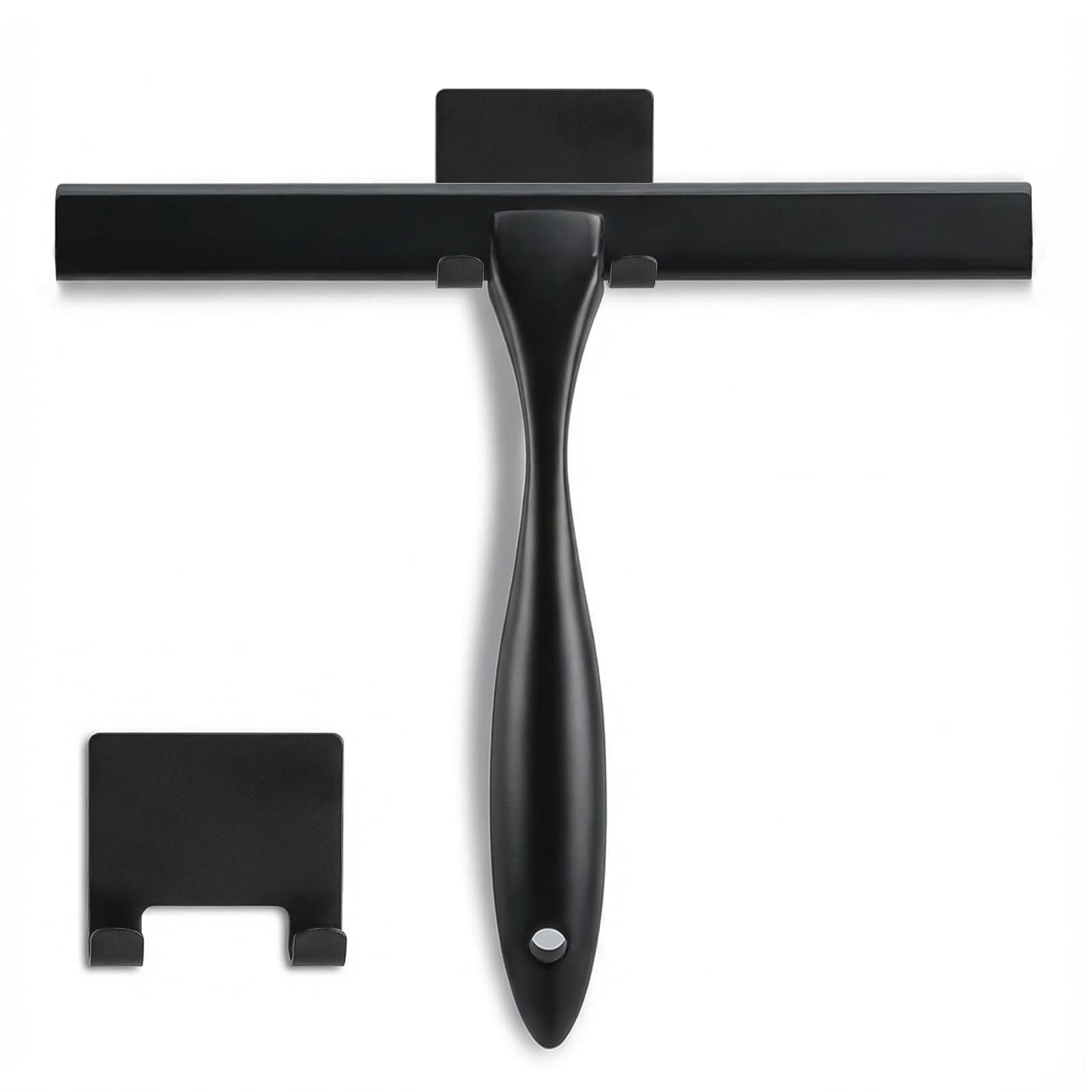 NETANY Shower Squeegee, 10-Inch Matte Black Squeegee, All-Purpose Stainless Steel Squeegee for Bathroom, Shower Doors, Mirrors, Tiles and Car Windows - 100% Streak Free (2D-RS10HEI)