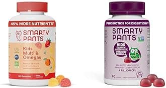SmartyPants Kids Multivitamin Gummies and Probiotic Immunity Bundle: Omega 3 Fish Oil (EPA/DHA), Vitamin D3, C, Vitamin B12, B6, Digestive & Immune Support Supplement (30 Day Supply)
