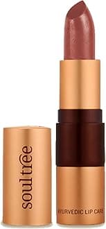 SoulTree Ayurvedic Lipstick - Rose Clay 610, 4gm | Creamy Texture | Enriched with Organic Ghee & Almond Oil | Moistured & Nourished Lips | 4gm
