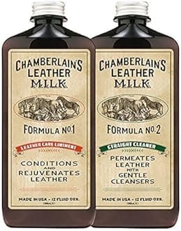 Chamberlain's Leather Milk Formula No. 1 & 2 - Leather Care Liniment and Straight Cleaner Made in the USA - 2 0.35 L