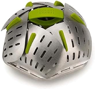 Joseph Joseph Bloom Folding Steamer Basket for Vegetables, compact storage - Stainless Steel, 24, Green