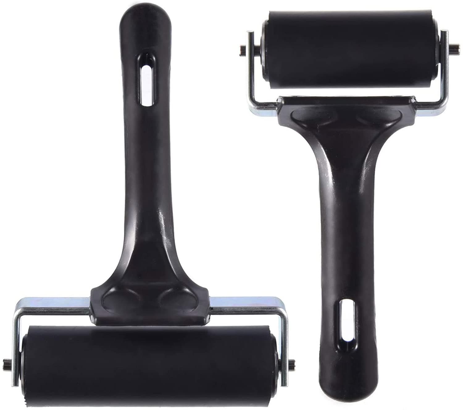 2 Pack Soft Rubber Brayer, Rubber Brayer Roller Paint Brush Ink Applicator, Sturdy and Durable, with Good Elasticity, Easy to Use, Art Craft Oil Painting Tool (3.8 and 2.2 inch)