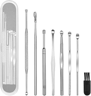2021 Innovative Spring Ear Wax Cleaner Tool Set, 8 Pcs Ear Pick Earwax Removal Kit, Ear Cleansing Tool Set, Ear Curette Ear Wax Remover Tool with a Cleaning Brush and Storage Box