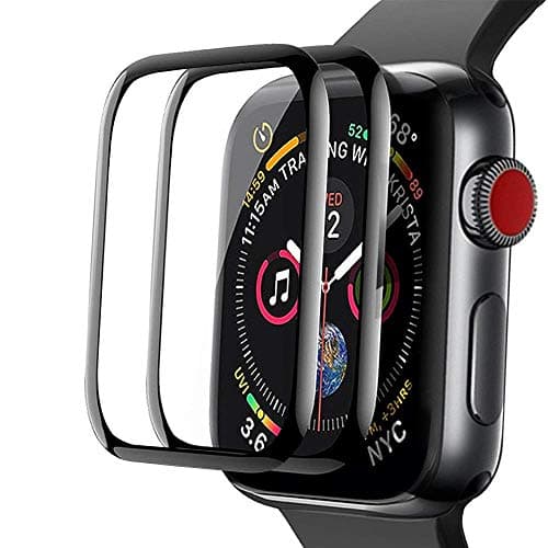 [2 Pack] For Apple Watch Screen Protector 42mm, Aottom 3D Curved Edges Full Coverage Apple Watch Series 3/2/1 Screen Protector Carbon Fiber Frame Tempered Glass Film for iWatch Series 3/2/1, Black