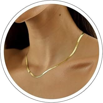 14K Gold Filled Chain Necklace for Women Dainty Gold Herringbone Choker Necklaces for Women Thin Chunky Thick Layered Paperclip Rope Snake Chain Necklaces for Teen Girl Gifts