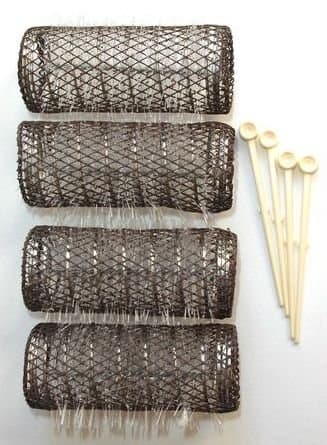 (TOTAL 8 ROLLERS w/ 8 Pins) HAIR STYLING BRUSH ROLLERS & PINS Hair Curlers 3 x 1 1/8 Bristles by Le Salon