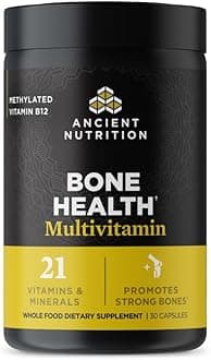 Ancient Nutrition Bone Health Multivitamin, Supports Bone Density, Bone Building & Remodeling, 21 Vitamins & Minerals with Milk Protein Peptides, Methylated B Vitamins & Chelated Minerals, 30 Servings