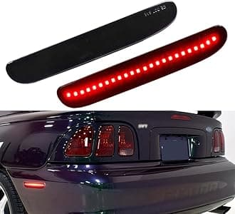 Full Red Led Light Black Smoked Lens kit Compatible With 1994 1995 1996 1997 1998 Ford Mustang V6 GT Cobra SVT Rear Bumper Side Marker Lamp