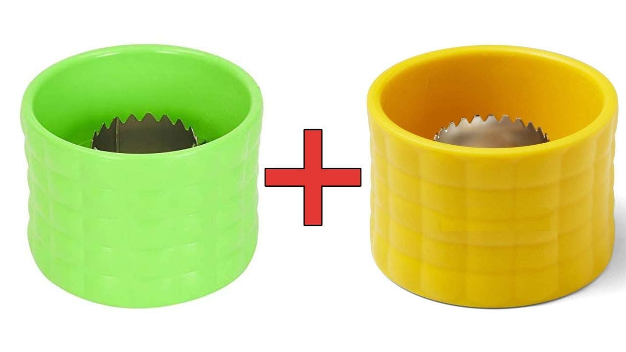 Kruvad Corn Cob Stripper Peeler Cutter Stripping Corn Kernels Remover with Stainless Steel Blades and Hand Protector, Kitchen Gadgets Set, (2Pcs) per Box, Thresher Tool (Multicolor)
