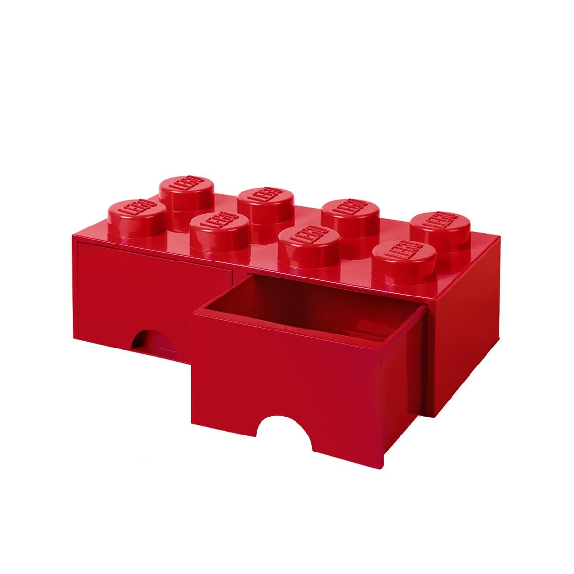 LEGO Brick with 8 Knobs and 2 Drawers RED - Storage Box for LEGO, Toys, Desk Drawers, and Office Supplies, Stackable Storage Box, Home Decoration