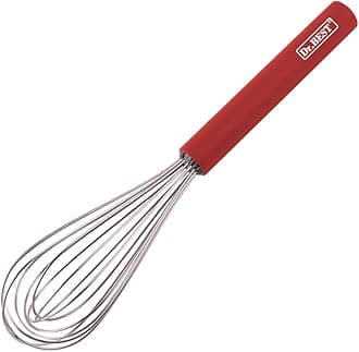 Stainless Steel Whisk Egg Beater Anti-slip Silicone Handle Comfortable Grip（10.5Inch/Red）
