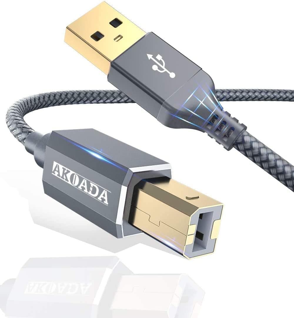 AkoaDa Printer Cable 15 ft, USB-A to USB-B 2.0 Cable High Speed Printer Scann...