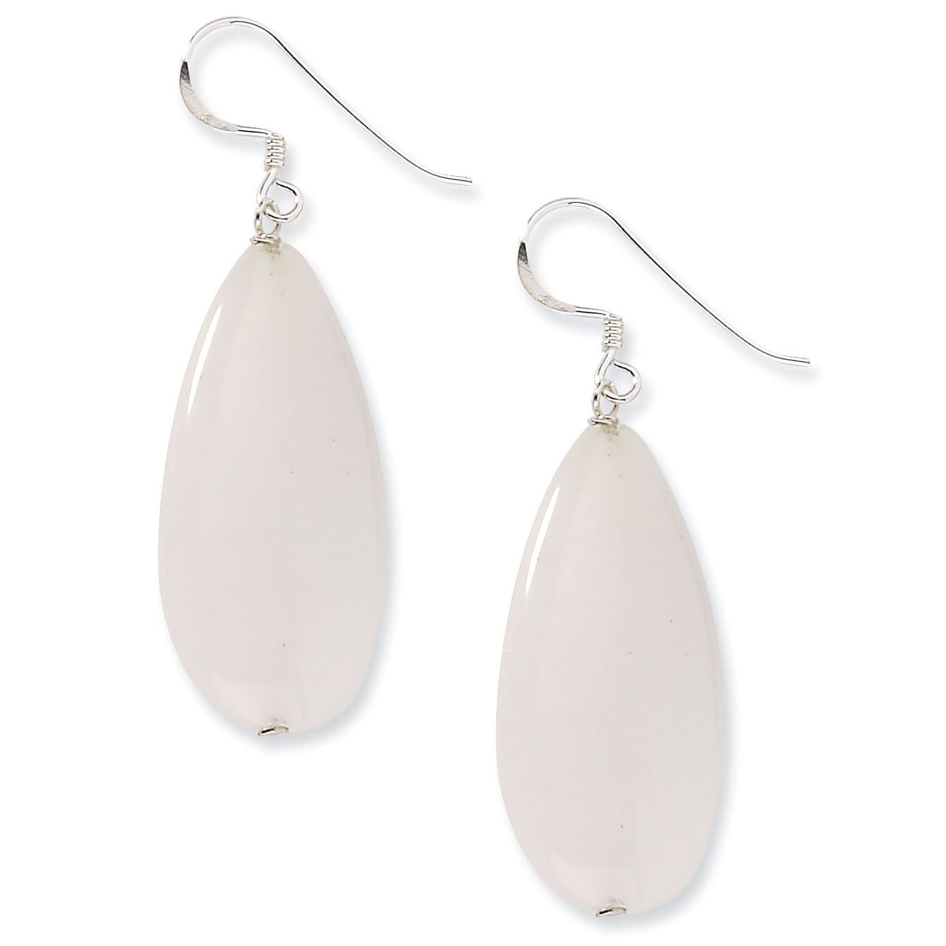 Sterling Silver White Jade Earrings