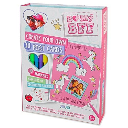 BMyBFF Colourful Postcard Making Kit. Colour & Create Postcards Activity Craft Set for Girls. Great travel activity packs for kids/Activity Book.Great Gifts for Girls 7 years old Best Friend Present