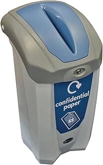 Nexus 30 Confidential Office Recycling Bin (Grey, Blue Sticker)– 30-Litre Secure Document Bin for Confidential Paper with Keyed Lock – Prevents Unauthorised Access