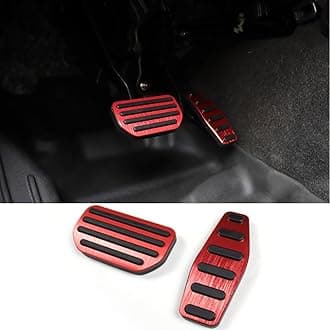Aluminium Alloy/Rubber Fit for Suzuki Jimny 2/4Door Automatic Transmission 2019-2025，Brushed Auto Brake Pedal Pad Gas Accelerator Pedal Cover Car Refit Accessories (Red)