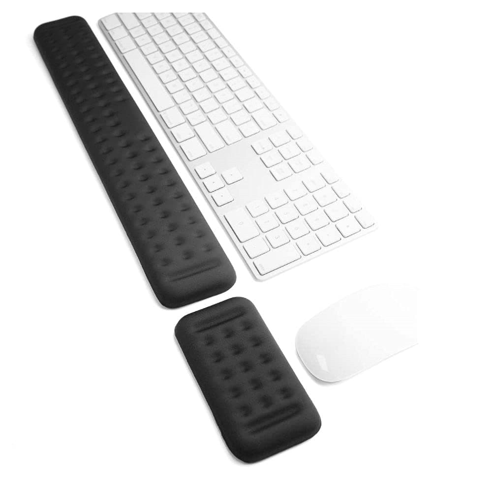 Memory Foam Keyboard & Mouse Wrist Rest Pad, Ergonomic Keyboard Wrist Rest, Wrist Support Pad, Keyboard Support, Pain Relief Easy Typing for Desktop Computer, Home, Office & Laptop (Black.)