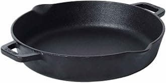 Pre Seasoned Cast Iron Skillet | Fry Pan | Iron Pan | Cast Iron Cookware| Cast Iron Frying Pan with 2 Side Handles | Gas and Induction Compatible, 24cm/ 1.6 litres, Black