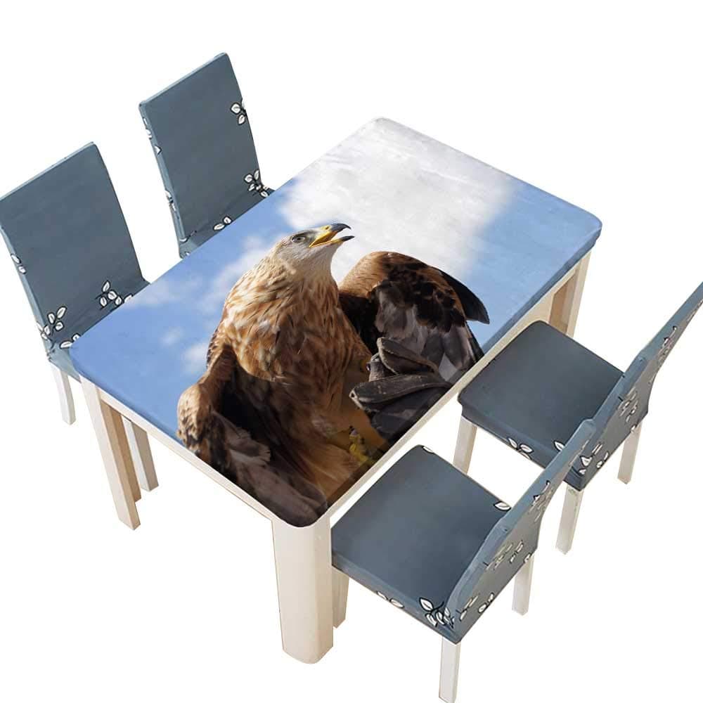 PINAFORE Polyester Tablecloth Table Cover Golden Eagle for Dining Room W65 x L104 INCH (Elastic Edge)