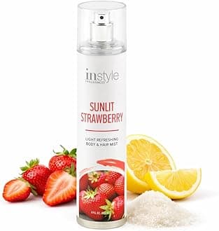 Instyle Fragrances | Body & Hair Mist | Sunlit Strawberry Scent | With Panthenol | CLEAN, Vegan, Paraben Free, Phthalate Free | Premium 8 Fl Oz Spray Bottle