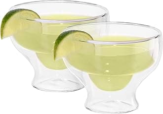 Margarita Double Wall Insulated Glass Ideal for Margaritas and Cocktails, Stays Cool Longer Even Outdoors, Visually Stunning, 10oz / 300ml, Set of 2