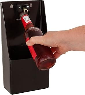 Beaumont TM Pub Bar Stand-Up/Wall Mounted Bottle Opener and Catcher, Plastic, Black, 30 x 15.2 x 8.6 cm