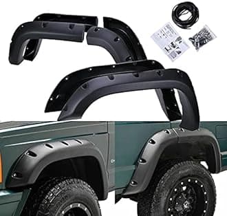CROSSDESIGN Fender Flares Compatible With 1984-2001 Jeep Cherokee XJ 4 Door Sport Utility(Not fit with Side Skirts(Ground Kits)and Body Modifications Models)Textured Wide Guards Pocket Riveted Style