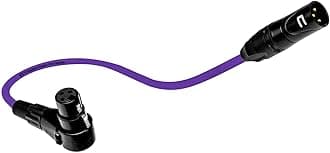 Balanced XLR Cable Male to Right Angle Female - 100 Feet Purple - Pro 3-Pin Microphone Connector for Powered Speakers, Audio Interface or Mixer for Live Performance & Recording