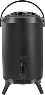 Stainless Steel Insulated Beverage Dispenser 12 Liter/3.17 Gallon with Spigot for Hot Tea & Coffee, Cold Milk, water, juice in parties, offices, Soup Family Party，weddings(Black)