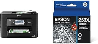 Workforce® Pro WF-4820 Wireless Color Inkjet All-in-One Printer, Black, Large & T252 DURABrite Ultra Ink High Capacity Black Cartridge (T252XL120-S) for Select Workforce Printers