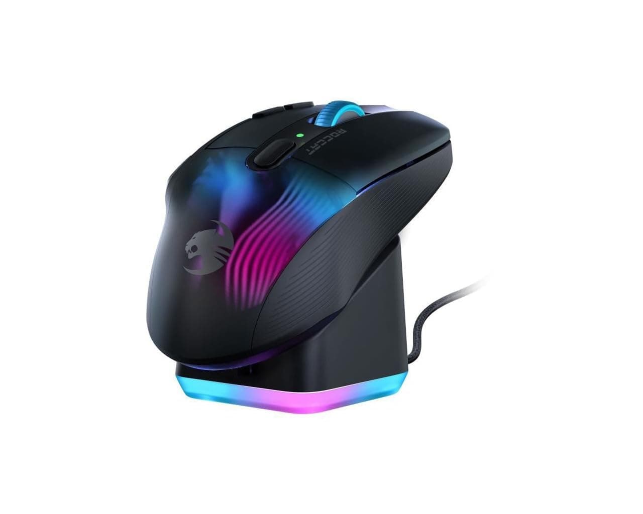 Roccat Kone XP Air – Wireless Gaming Mouse, 19K DPI Optical Sensor, 100h Battery, Charging Dock, AIMO RGB Lighting, Black