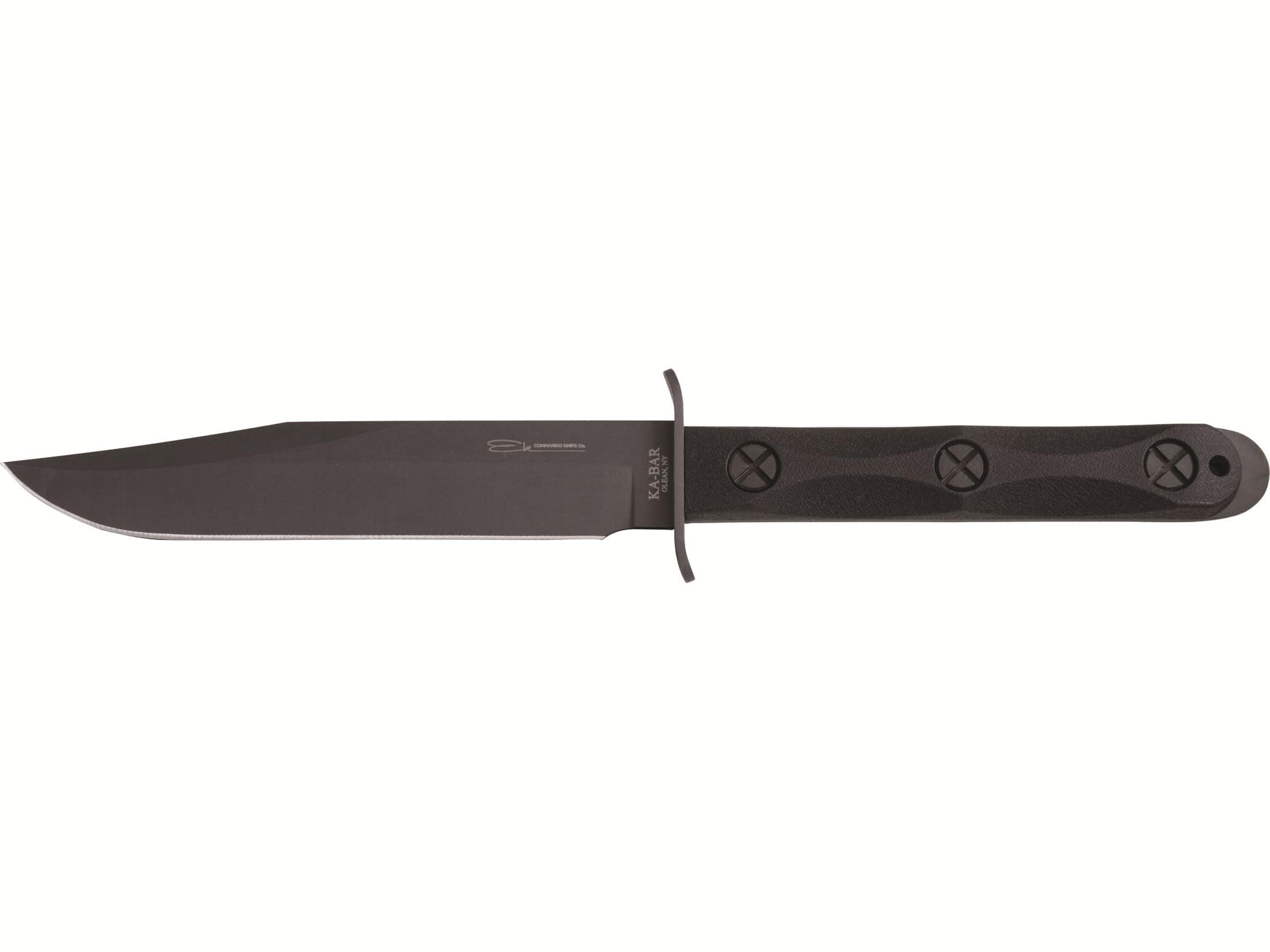 Ek Model 5 Bowie Fixed Blade Knife 6.875" Clip Point 1095 Cro-Van Parkerized Blade Glass Filled Nylon Handle Black