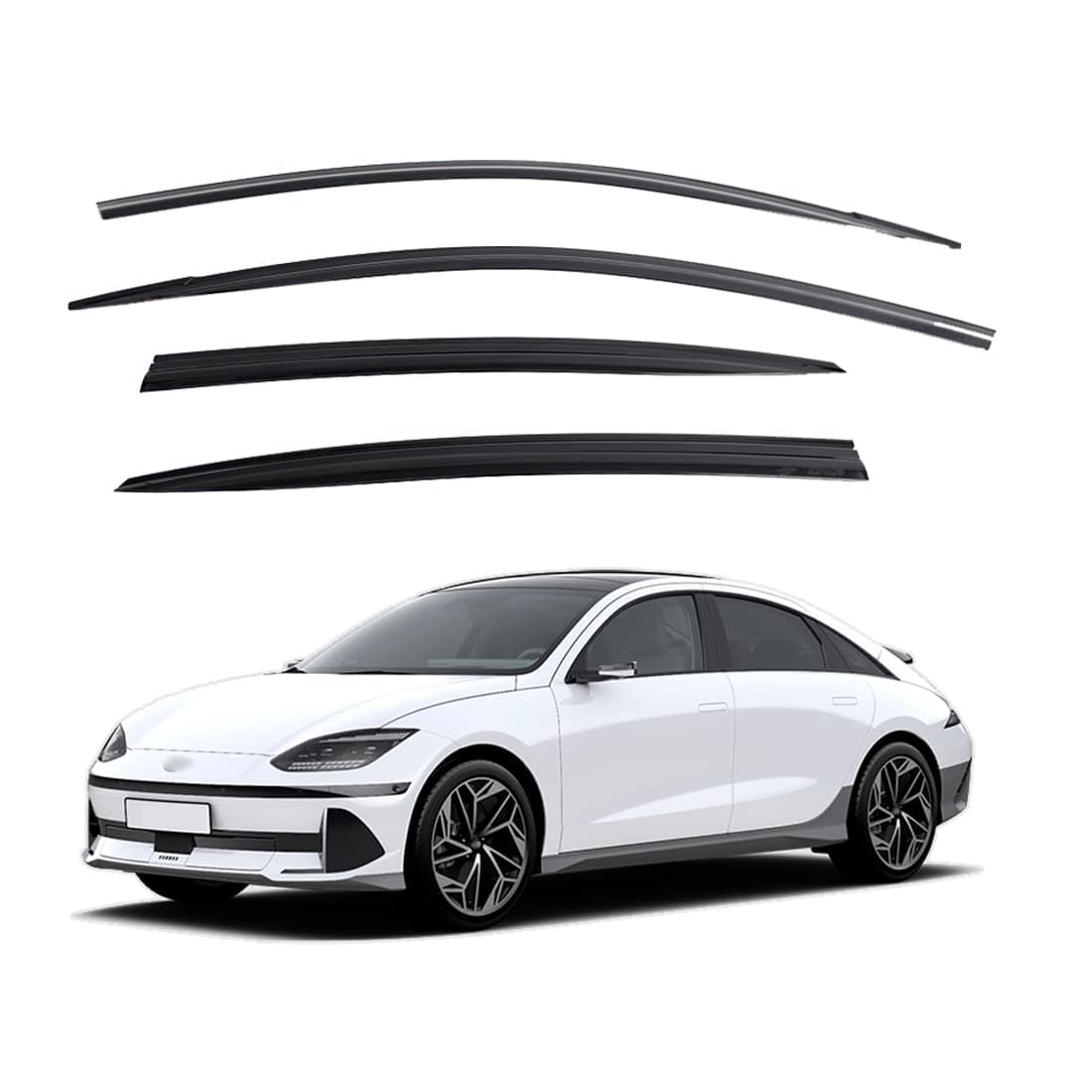 Safe Smoke Window Visor Deflector Sun Rain Vent Guard 4 Pcs Set Compatible with IONIQ 6 2023~ Out Channel Visor