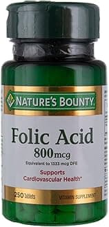 Folic Acid 800 mcg Tablets Maximum Strength 250 Count (Pack of 6)