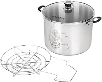 Harvest Stainless Steel 20 Qt Canning Pot with Rack | Water Bath or Steam Canning | Works on All Stovetops Including Induction, Glass, Gas (Stainless Steel Canner + Tools) (Stainless Steel Canner)
