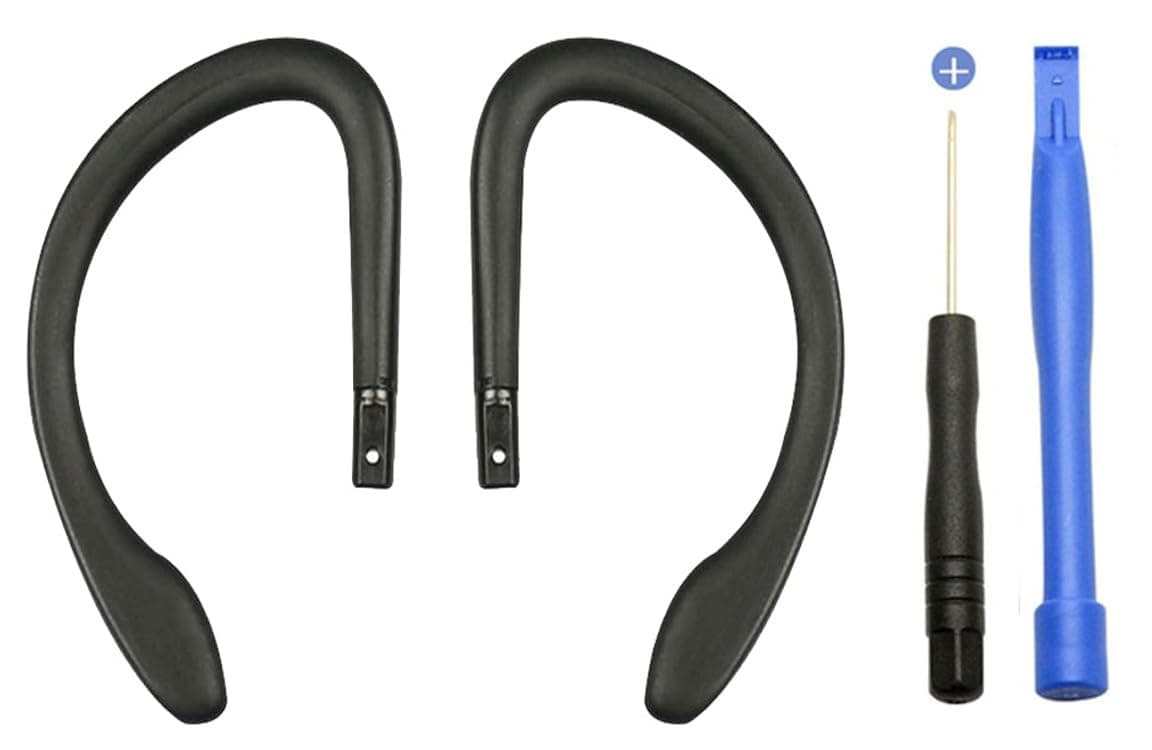 for PowerBeats 3 Ear Hook Loop Clip Silicone Replacement Repair Parts Left and Right Fit Dre Power Beats 3 Wireless Headset Headphone + Tool + Glue (Black)