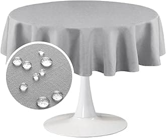 FantasDecor Tablecloth for Round Table Wrinkle Resistant Waterproof Washable Linen Fabric Cover for Kitchen Dining Room and Outdoor Use, Grey, 70 inch