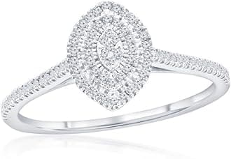 Beaux Bijoux Real Diamond Rings for Women in Sterling Silver - Engagement, Promise Anniversary, Genuine Fine Diamond Rings in Multiple Shapes and Styles