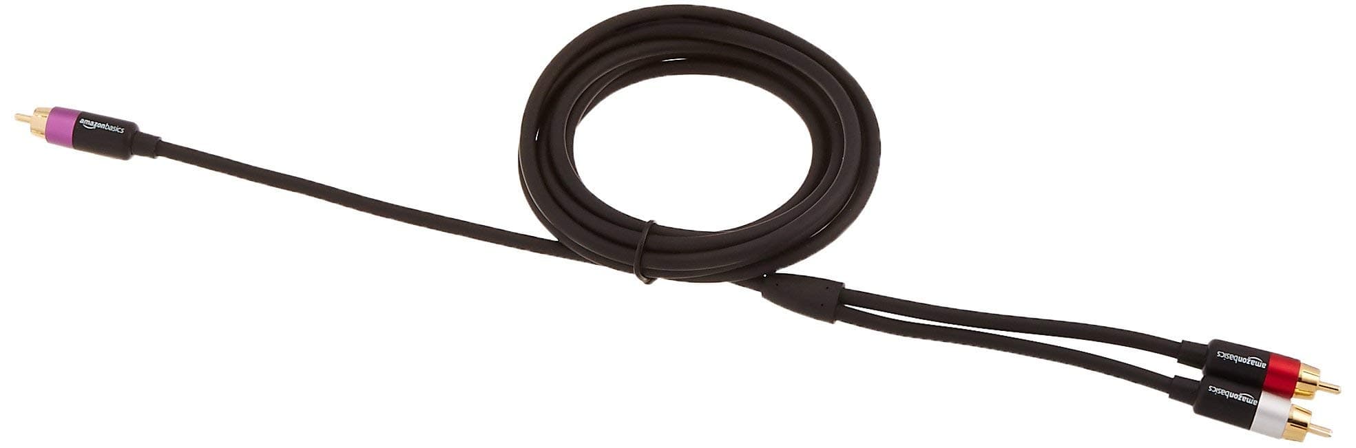 Amazonベーシック RCAオーディオケーブル 2.4 m (1RCAオス - 2RCAオス) ブラック