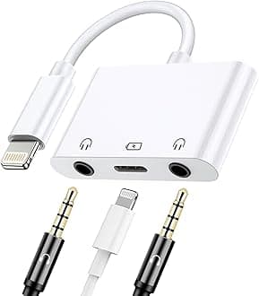Headphone Adapter Compatible for iPhone iPad 3.5mm Headphone Audio Jack Splitter with Charging Port