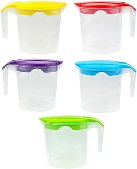 1 Liter Plastic Jug with Lid for Water Fruit Juices Milk Fridge Door Stoarge Jug (Mix Color, 6)