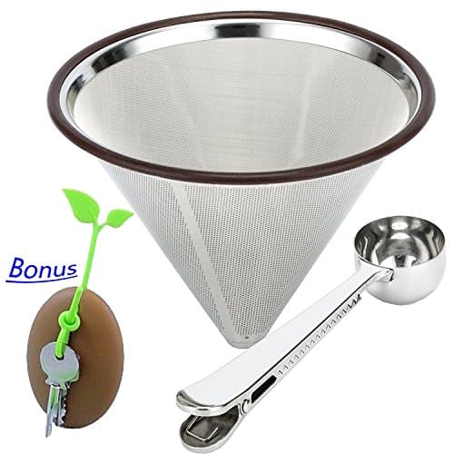 Open Kitchen Stainless Steel Pour Over Cone Dripper -Reusable Drip Coffee Filter for Chemex, Hario V60 and other Carafes