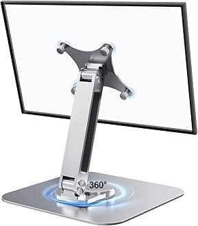 Golday 75x75mm VESA Monitor Mount Stand, M4 Anti-Loss Screws, Aluminum Alloy Base, Fits 7"-17.3" Monitors, Silver Foldable Portable Lay Flat Monitor Stand
