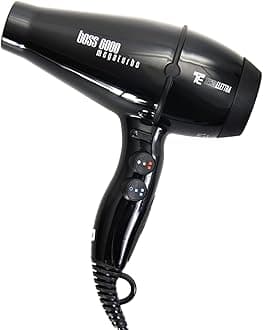 PILOT Technoelettra Hair Dryer Boss 6000 , Made in Italy, Heavy duty Hair Dryer, Professional Use For Salons & Home (Black)